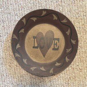 Primitive Decorative Love Plate with Heart Design